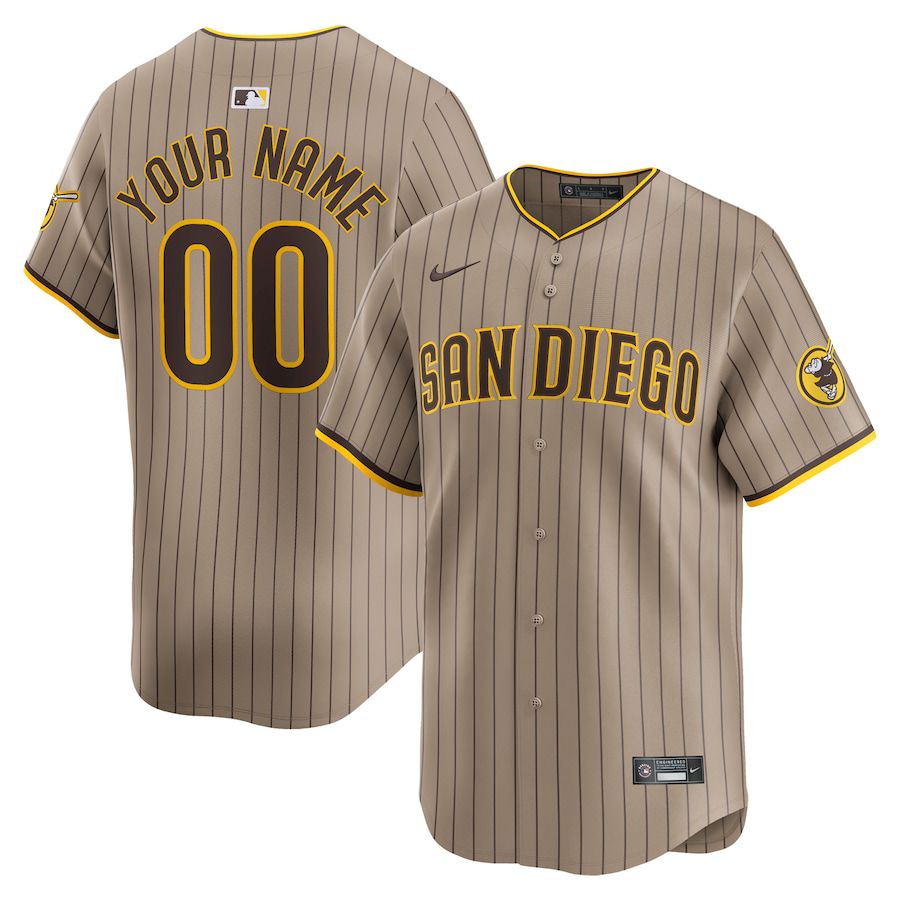 Men San Diego Padres Nike Khaki Alternate Limited Custom MLB Jersey